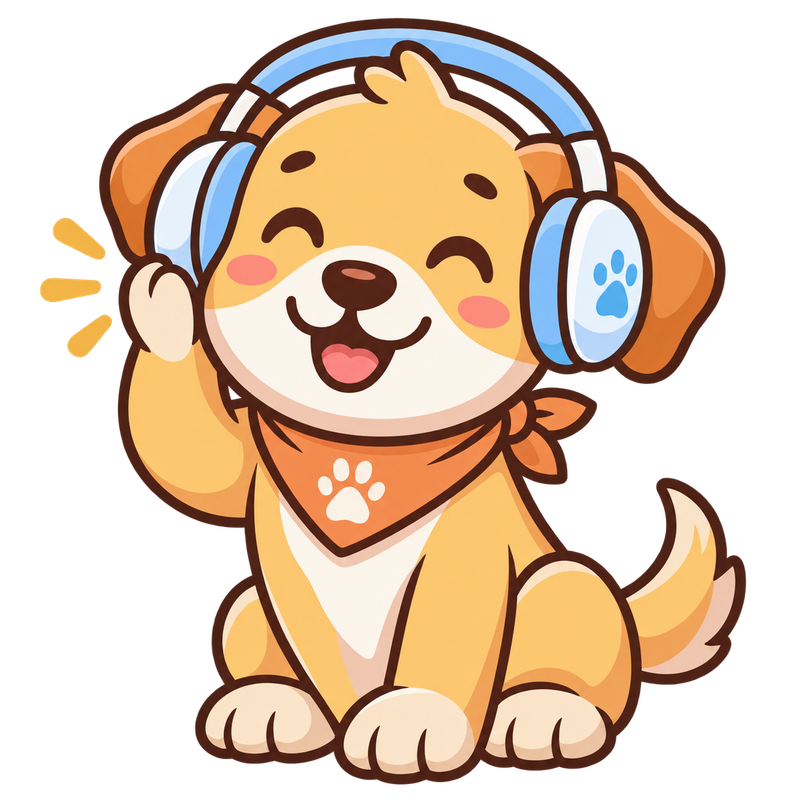 Kinu enjoying a story with headphones